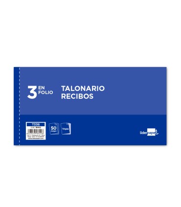 Talonario liderpapel recibos 3 fº apaisado original y 2 copias sin matriz